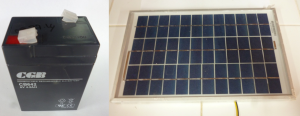 Figura 3. Batería y panel solar del sistema de alimentación autónomo.